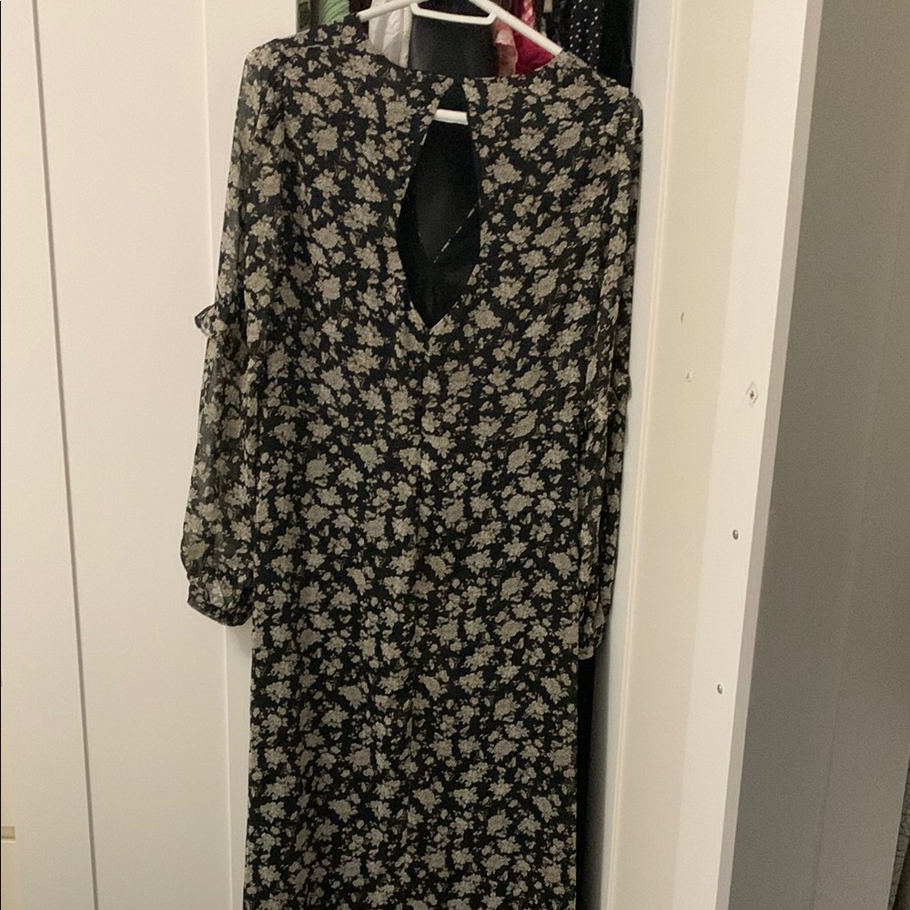 Zara Black Floral Long Sleeve Maxi Dress - Picture 3 of 4